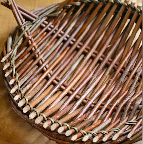 Woven willow platters and cones
